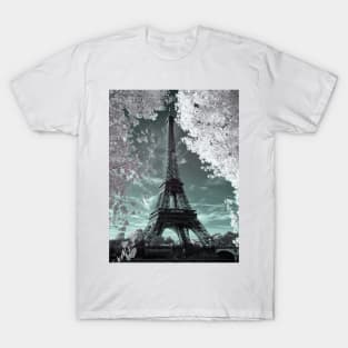 The Eiffel Tower framed by Trees in Infra-Red T-Shirt